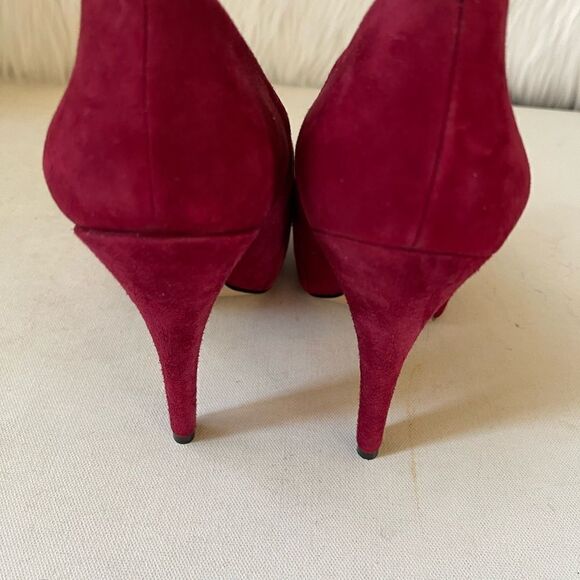 Nine West leather suede red wine hidden platform heels pointed toe size 10.5M - Picture 5 of 11